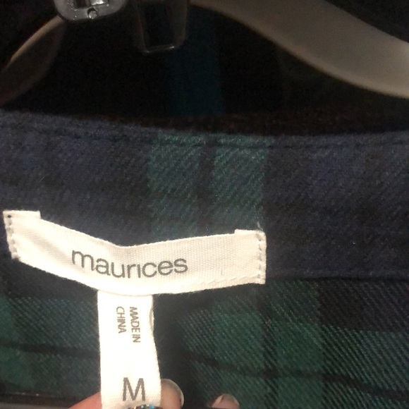 Maurice’s blue/green top size M Plaid - Picture 3 of 3